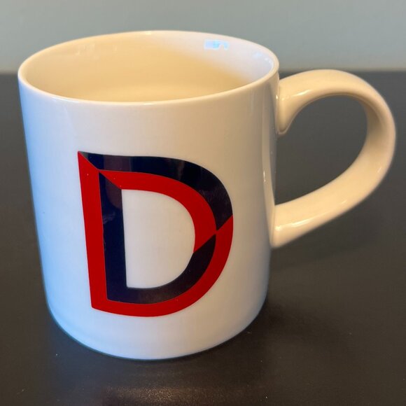 OPALHOUSE Letter "D ” Monogram Initial Maroon and Metallic Gold Ribbed Mug ~ - Picture 2 of 13